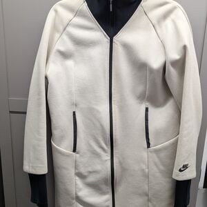 Nike Cream Zip-Up Lightweight Coat with Black Trim
